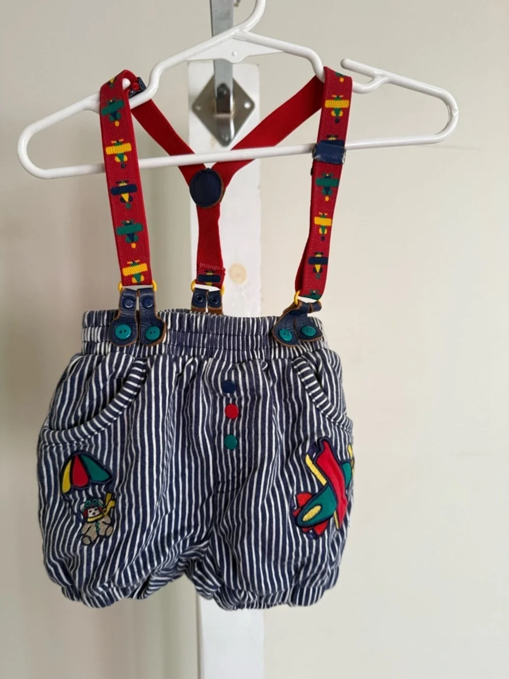 Vintage Gymboree Bubble Shorts with Plane Suspenders